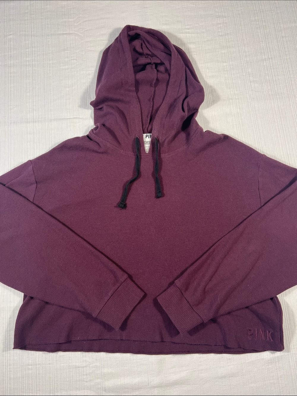 PINK Victoria's Secret Cropped Crewneck Hoodie in Plum